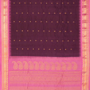 Gadwal Silk Kattam Purple Saree
