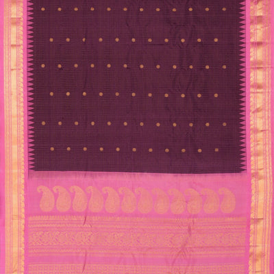 Gadwal Silk Kattam Purple Saree
