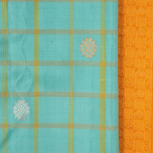 Gadwal Silk Kattam Sea Blue Saree