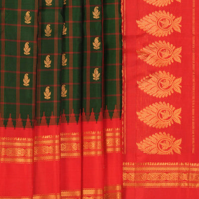 Gadwal Silk Kattam Green Saree