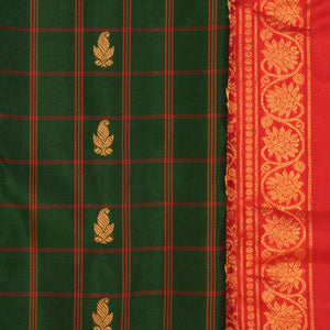 Gadwal Silk Kattam Green Saree