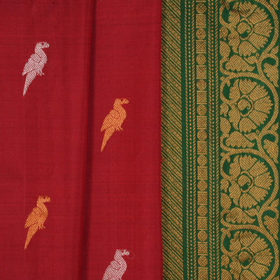 Gadwal Silk Red Saree