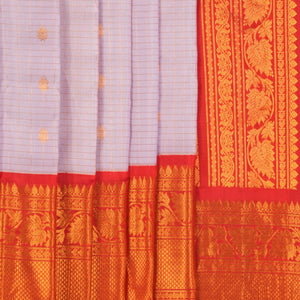Gadwal Silk Kattam Purple Saree