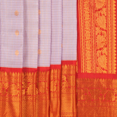 Gadwal Silk Kattam Purple Saree