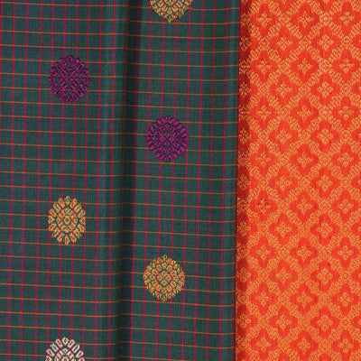 Gadwal Silk Kattam Green Saree