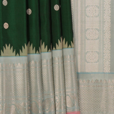 Gadwal Silk Gorgeous Leaf Green Saree