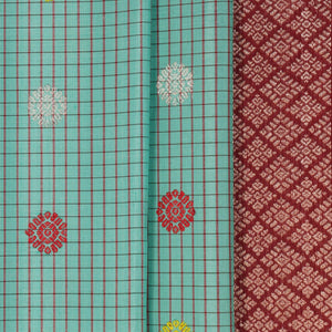 Gadwal Silk Kattam Sea Blue Saree
