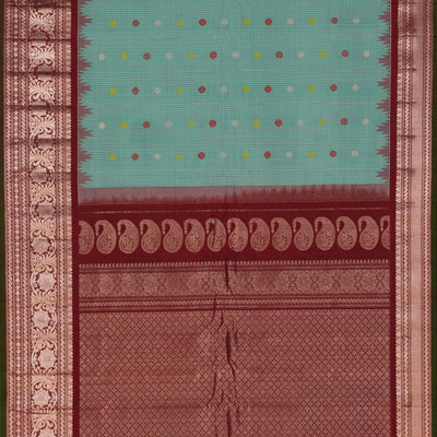 Gadwal Silk Kattam Sea Blue Saree
