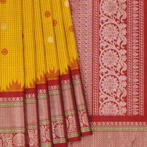 Gadwal Silk Kattam Spring Green Saree