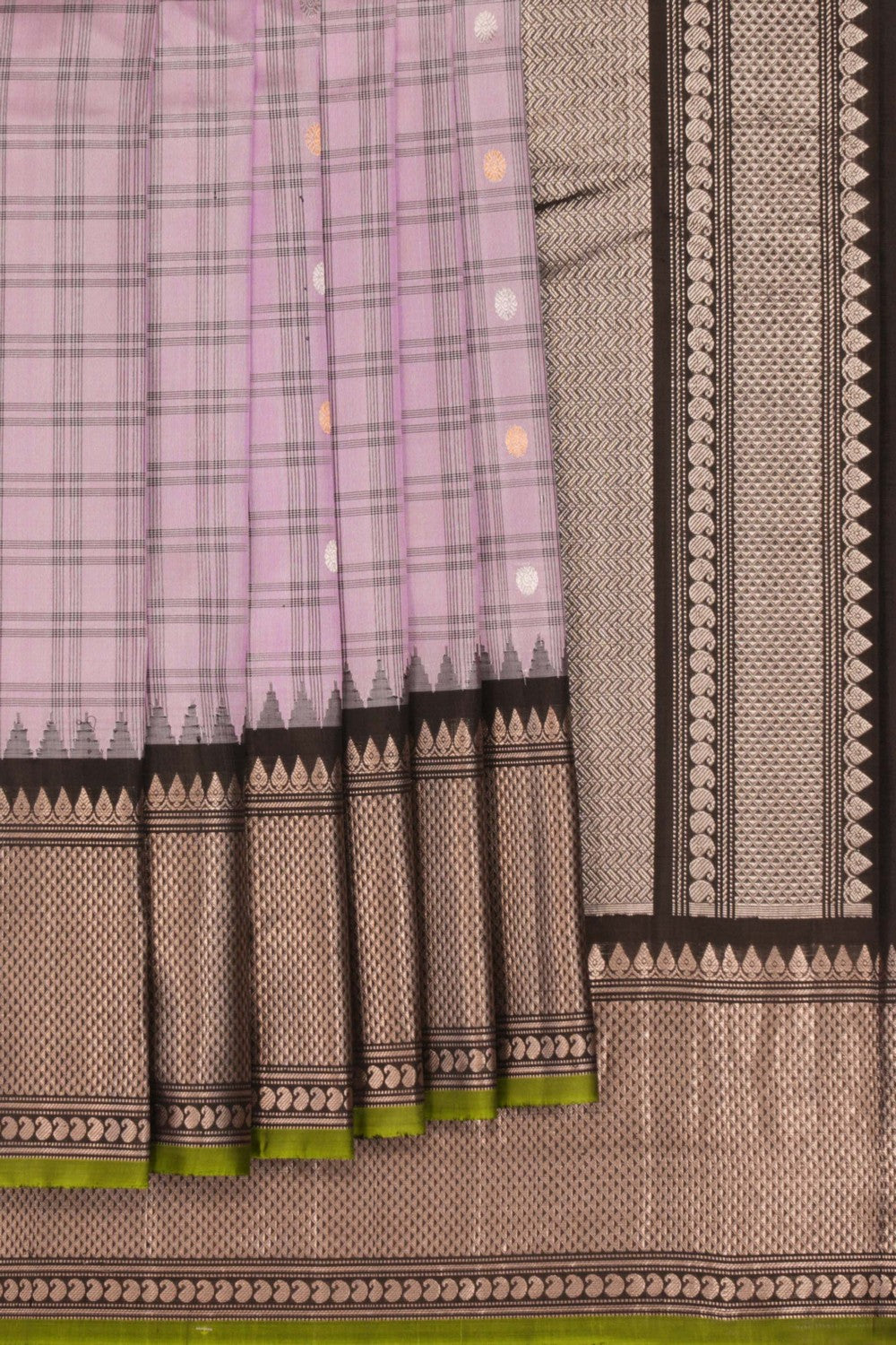 Gadwal Silk Kattam Lavender Purple Saree