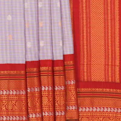 Gadwal Silk Kattam Grey Saree
