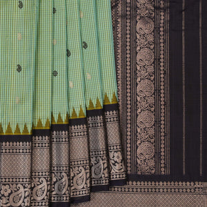 Gadwal Silk Kattam Sea Green Saree