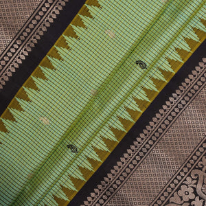 Gadwal Silk Kattam Sea Green Saree