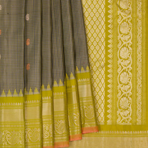 Gadwal Silk Kattam Grey Saree