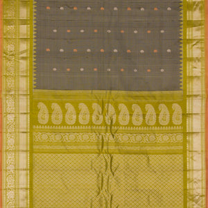 Gadwal Silk Kattam Grey Saree