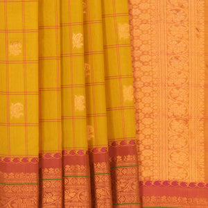 Gadwal Kattam Spring Yellow Saree