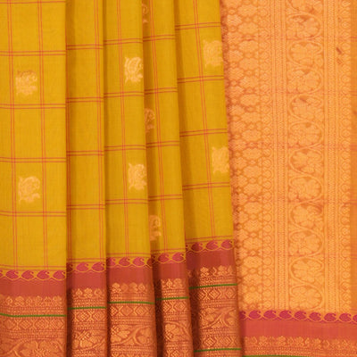 Gadwal Kattam Spring Yellow Saree