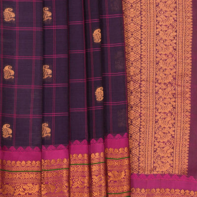 Gadwal Kattam Purple Saree