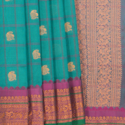 Gadwal Kattam Sea Green Saree