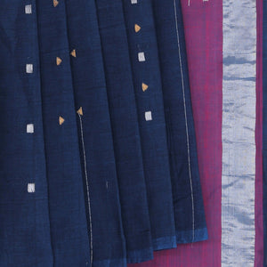Cotton Navy Blue Saree