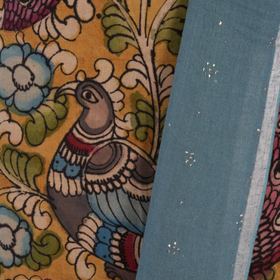 Kalamkari Unstitched Suit With Dupatta (2 Pcs Set)