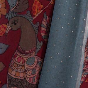 Kalamkari Unstitched Suit With Dupatta (2 Pcs Set)