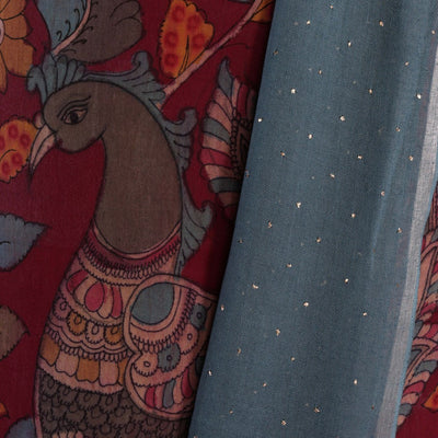 Kalamkari Unstitched Suit With Dupatta (2 Pcs Set)