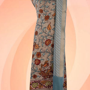 Kalamkari Unstitched Suit With Dupatta (2 Pcs Set)