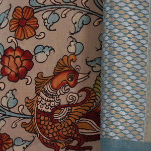 Kalamkari Unstitched Suit With Dupatta (2 Pcs Set)
