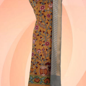 Kalamkari Unstitched Suit With Dupatta (2 Pcs Set)