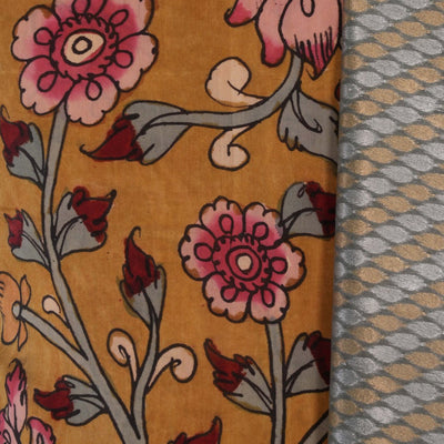 Kalamkari Unstitched Suit With Dupatta (2 Pcs Set)