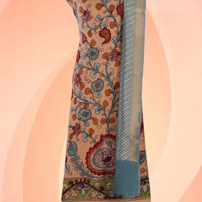 Kalamkari Unstitched Suit With Dupatta (2 Pcs Set)