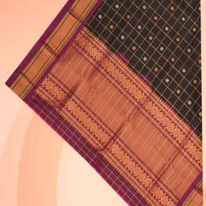Gadwal Silk Kattam Black Dupatta