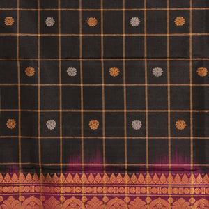Gadwal Silk Kattam Black Dupatta