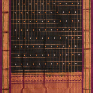 Gadwal Silk Kattam Black Dupatta