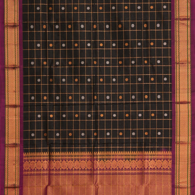 Gadwal Silk Kattam Black Dupatta