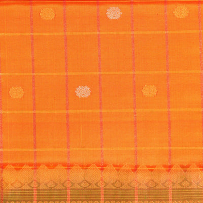 Gadwal Silk Kattam Orange Dupatta