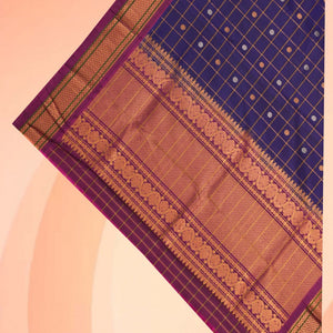 Gadwal Silk Kattam Indigo Blue Dupatta