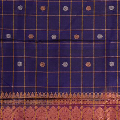 Gadwal Silk Kattam Indigo Blue Dupatta