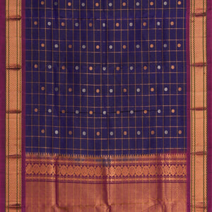 Gadwal Silk Kattam Indigo Blue Dupatta