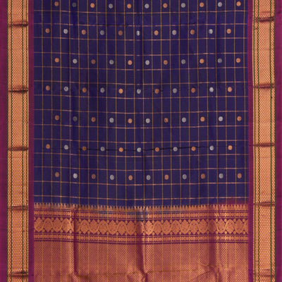 Gadwal Silk Kattam Indigo Blue Dupatta