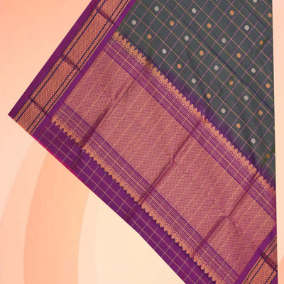 Gadwal Silk Kattam Green Dupatta