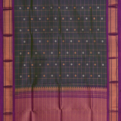 Gadwal Silk Kattam Green Dupatta