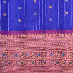Gadwal Pavada Indigo Blue Unstitched Set