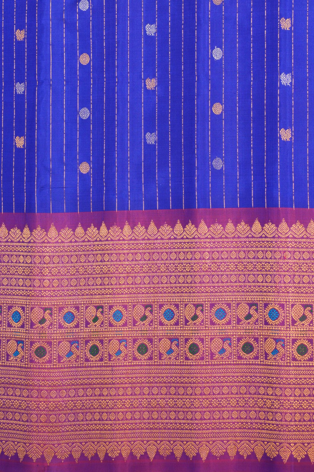 Gadwal Pavada Indigo Blue Unstitched Set