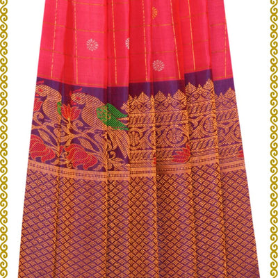 Gadwal Pavada Fuchsia Pink Unstitched Set