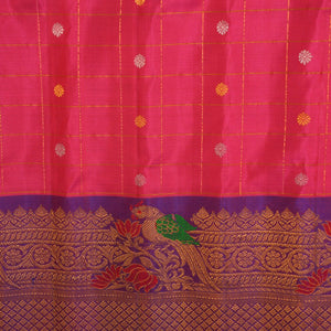 Gadwal Pavada Fuchsia Pink Unstitched Set