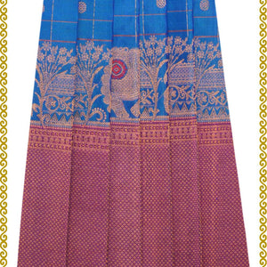 Gadwal Pavada Blue Unstitched Set