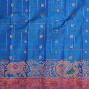 Gadwal Pavada Blue Unstitched Set