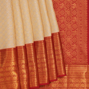 Kanchipattu An Ethereal Pearl Off-White Saree